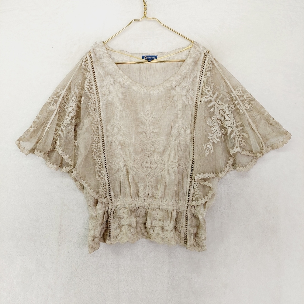 Democracy Beige Lace Blouse